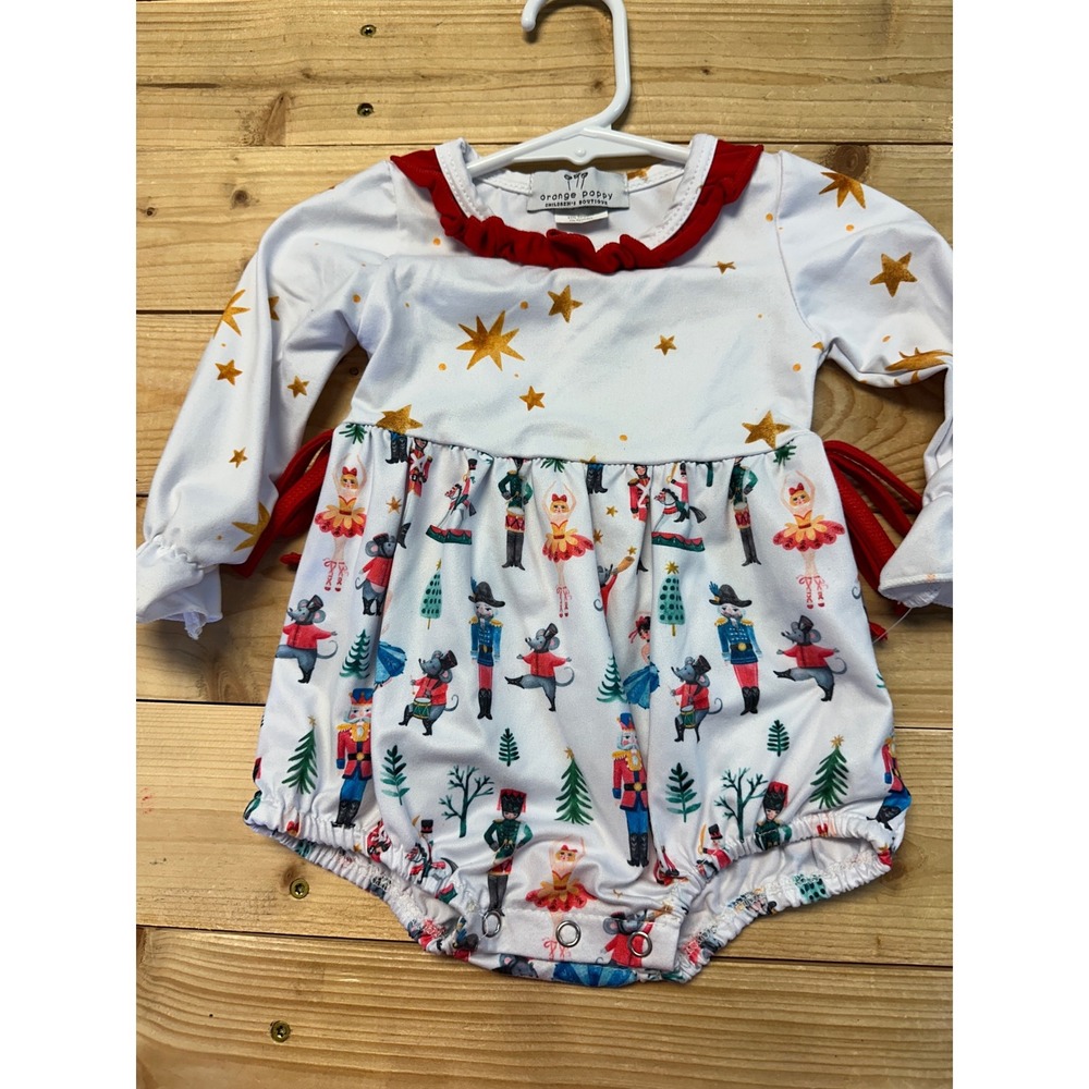 Orange Poppy Kids‎ Baby Girls Nutcracker Holiday Long Sleeve Romper 3-6M